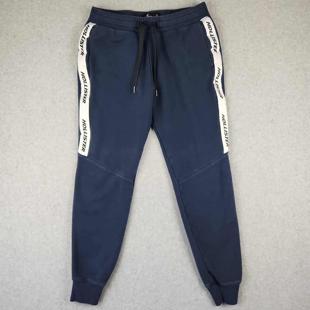 Hollister Men's Navy Blue Skinny Terry‎ Jogger Logo Sweat Pants Size S
